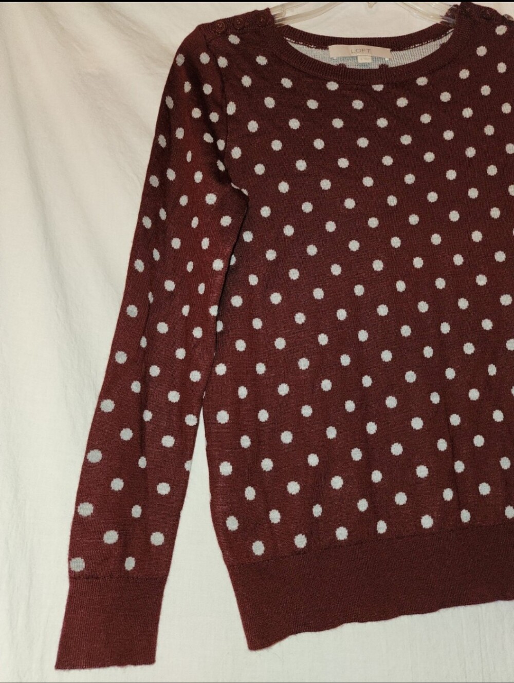 Loft womens size small brown grey polka dot Sweater - Picture 3 of 4